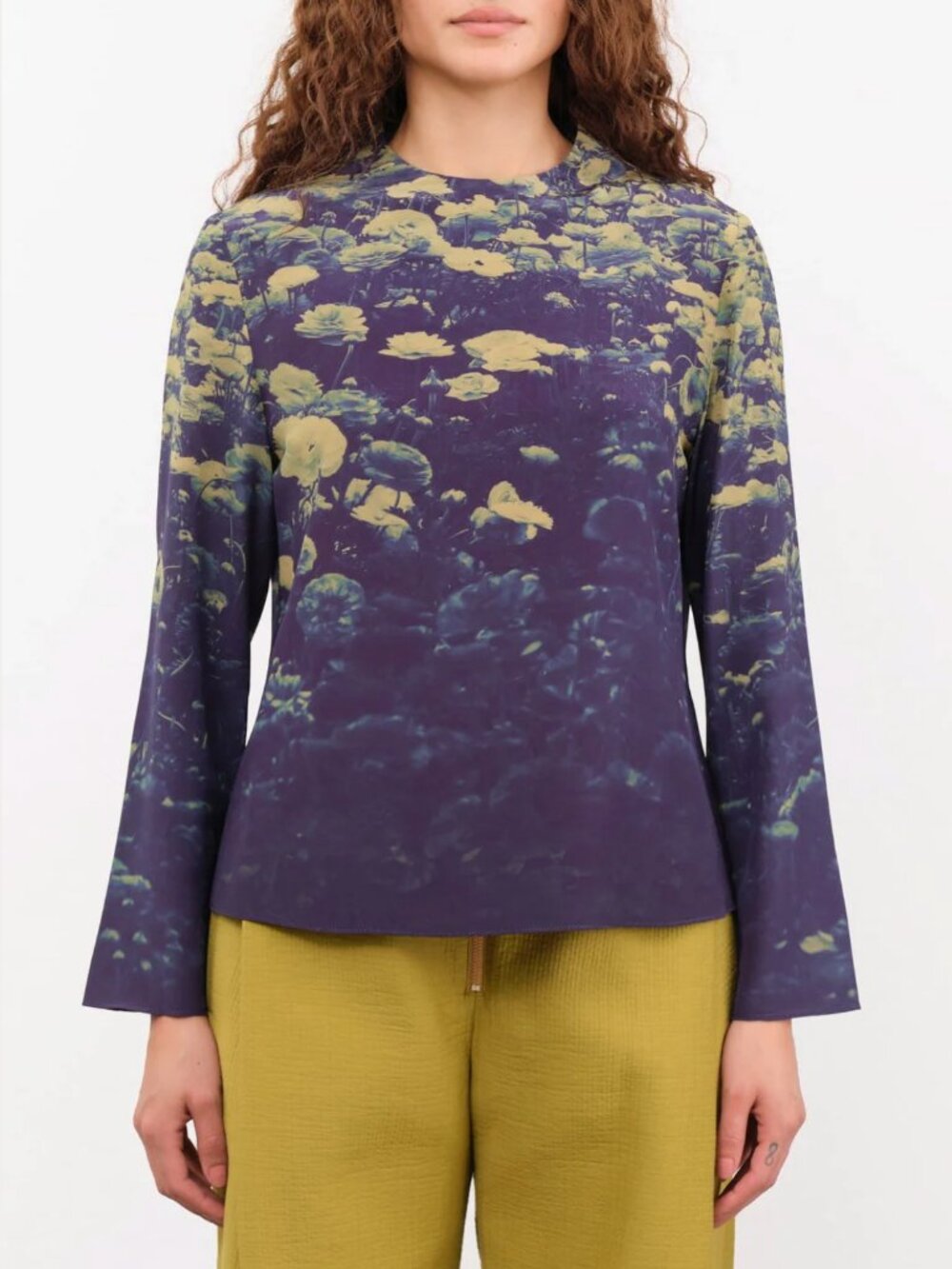 No. 6 Store Diane top in green poppies